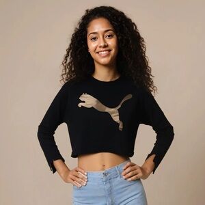 Puma Black Cropped Top with Gold Logo
0004